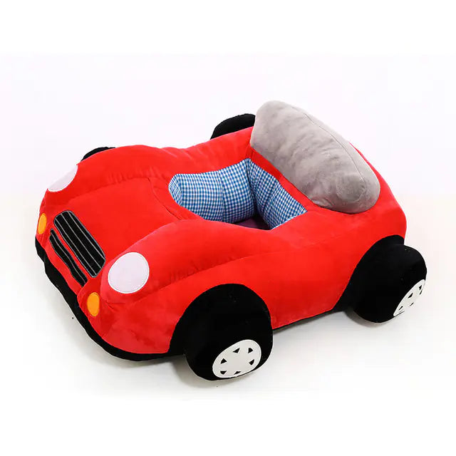 Premium Plush Baby Dining Chair - Soft Cartoon Car Seat for Infants & Toddlers
