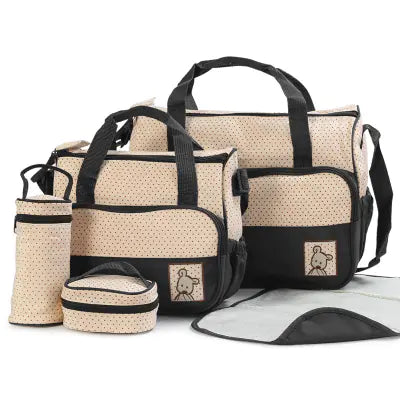 Complete 5-in-1 Diaper Bag Set – Organized Travel Essentials for Moms