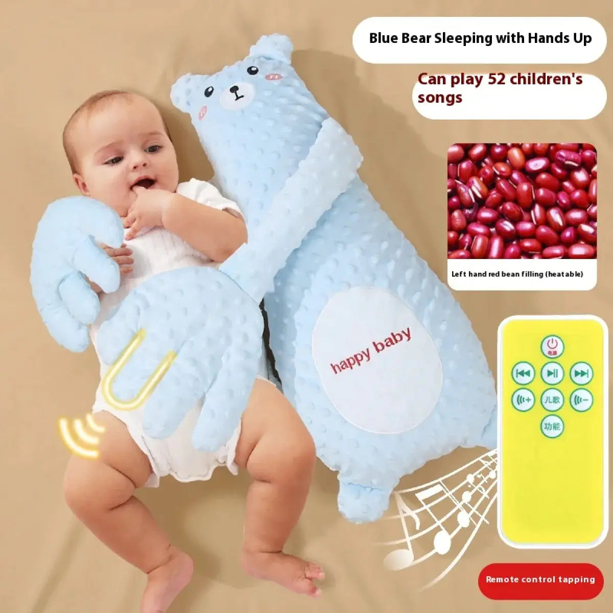 Baby Soothing Palm Hug Pillow – Musical Sleep Aid with Remote Control