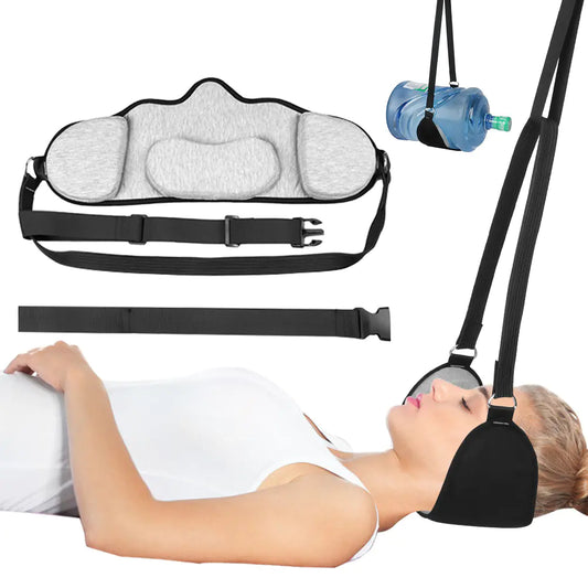 Neck Support for Stretching, Relaxation and Everyday Relief + Free storage bag & eye mask