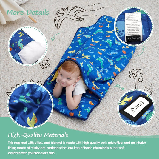 Kids Nap Mat with Pillow – Portable Sleep Solution for Preschool & Travel