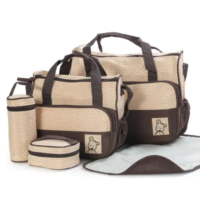 Complete 5-in-1 Diaper Bag Set – Organized Travel Essentials for Moms