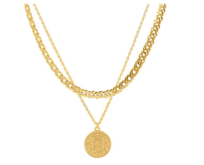 Mystic Ocean Hip Hop Necklace - Retro Gold Coin Pendant