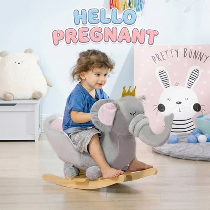 Baby Elephant Wooden Rocking Chair