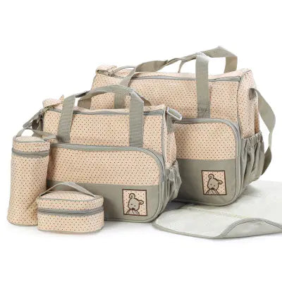 Complete 5-in-1 Diaper Bag Set – Organized Travel Essentials for Moms
