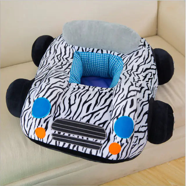 Premium Plush Baby Dining Chair - Soft Cartoon Car Seat for Infants & Toddlers